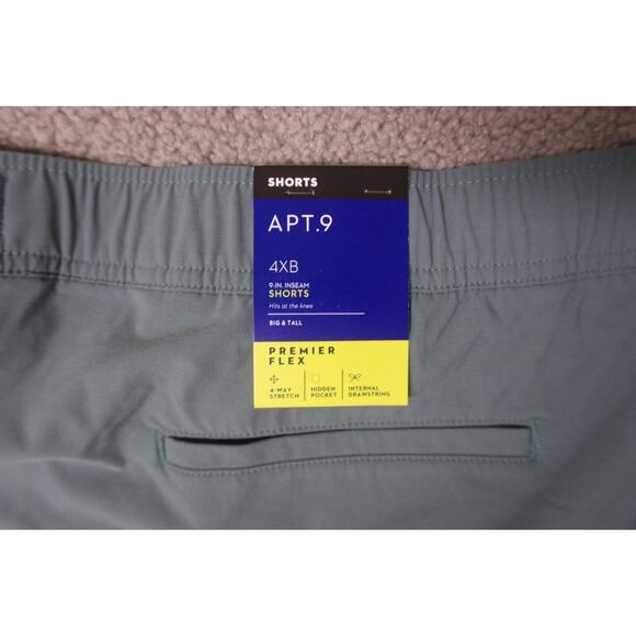APT.9 Men's Size 4XB 4XL blue Premier Flex Shorts nylon quick dry 9" plus size - Picture 5 of 5